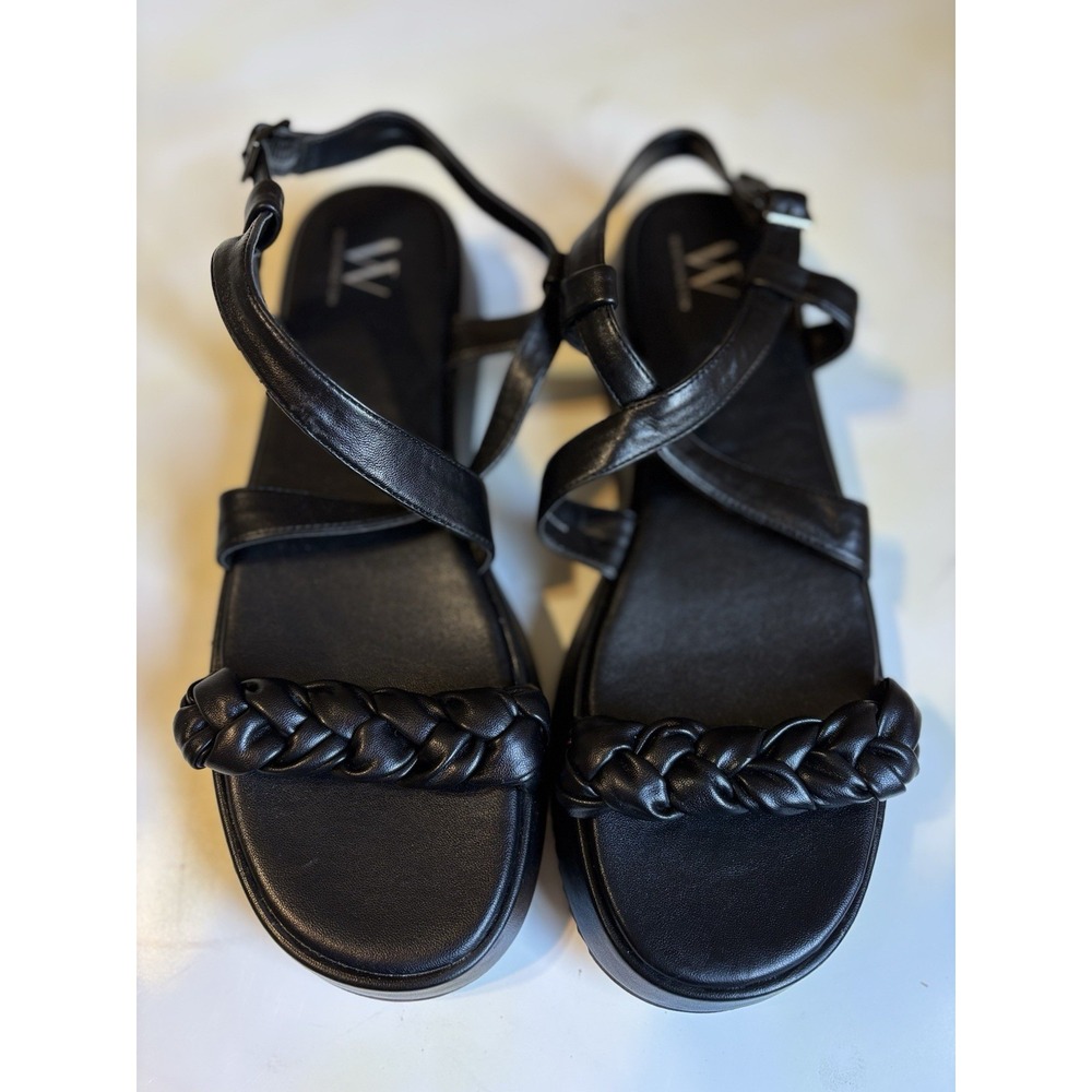 Worthington Black Braided Strap Open Toe Sandle Buckle 1.5"‎ Heel Summer Style